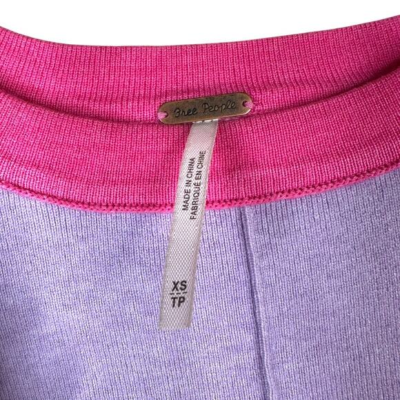 Free People Lavender Uptown Colorblock Drapey Oversized Pullover Sweater Top XS - Picture 8 of 9
